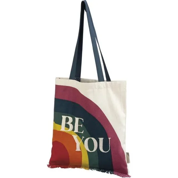 Be You Rainbow Pride Cotton Tote Bag | Embroidered LGBTQ+ Reusable Bag - Picture 6 of 8